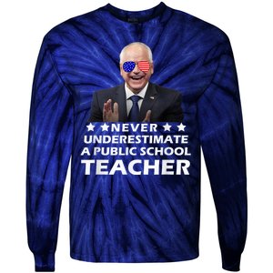 Never Underestimate A Public School Teacher Walz Harris 2024 Tie-Dye Long Sleeve Shirt