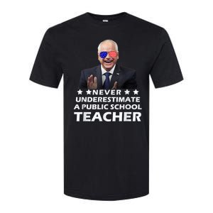 Never Underestimate A Public School Teacher Walz Harris 2024 Softstyle CVC T-Shirt