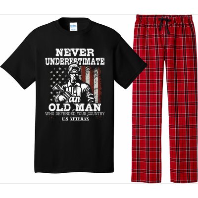 Never Underestimate An Old Man Patriotic Us Veteran Flag Pajama Set