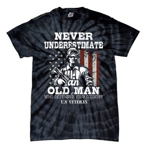 Never Underestimate An Old Man Patriotic Us Veteran Flag Tie-Dye T-Shirt