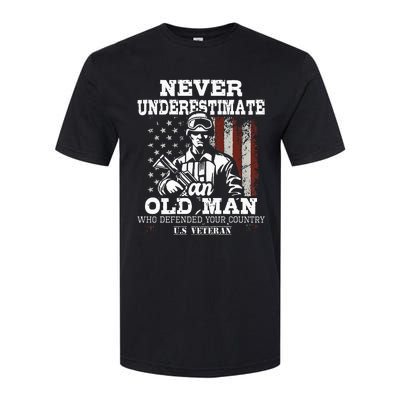 Never Underestimate An Old Man Patriotic Us Veteran Flag Softstyle CVC T-Shirt