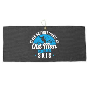 Never Underestimate An Old On Skis Funny Skiing Skier Gift Large Microfiber Waffle Golf Towel