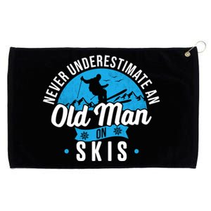 Never Underestimate An Old On Skis Funny Skiing Skier Gift Grommeted Golf Towel