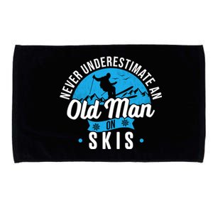 Never Underestimate An Old On Skis Funny Skiing Skier Gift Microfiber Hand Towel