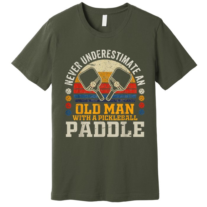 Never Underestimate An Old Man With A Pickleball Paddle Premium T-Shirt