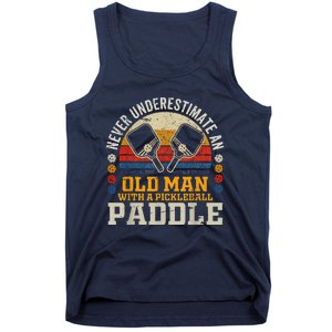 Never Underestimate An Old Man With A Pickleball Paddle Tank Top