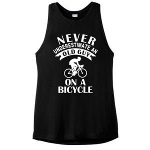 Never Underestimate An Old Guy On A Bicycle Ladies PosiCharge Tri-Blend Wicking Tank