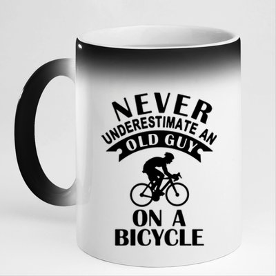 Never Underestimate An Old Guy On A Bicycle 11oz Black Color Changing Mug