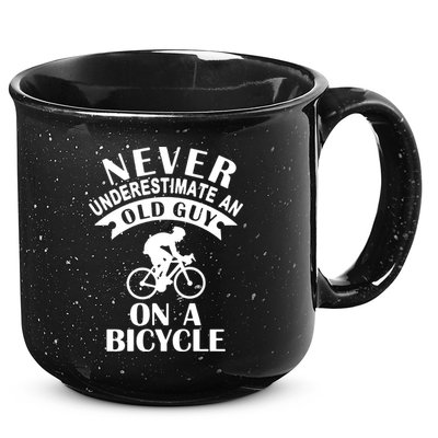 Never Underestimate An Old Guy On A Bicycle 15oz Campfire Ceramic Mug