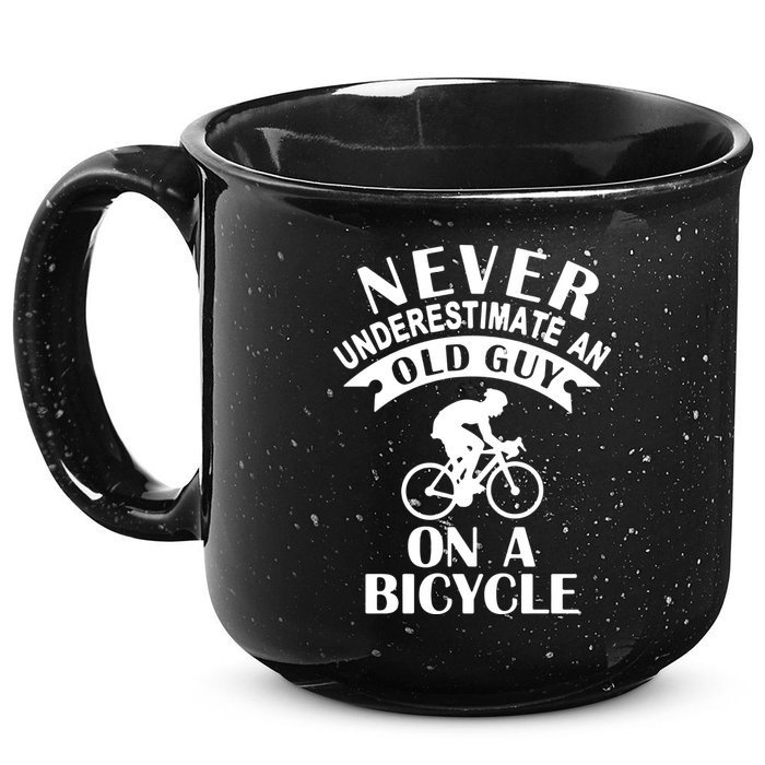 Never Underestimate An Old Guy On A Bicycle 15oz Campfire Ceramic Mug
