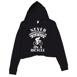 Never Underestimate An Old Guy On A Bicycle Crop Fleece Hoodie