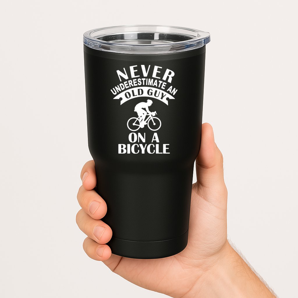 Never Underestimate An Old Guy On A Bicycle Tumbler