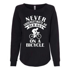 Never Underestimate An Old Guy On A Bicycle Womens California Wash Sweatshirt