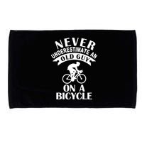 Never Underestimate An Old Guy On A Bicycle Microfiber Hand Towel