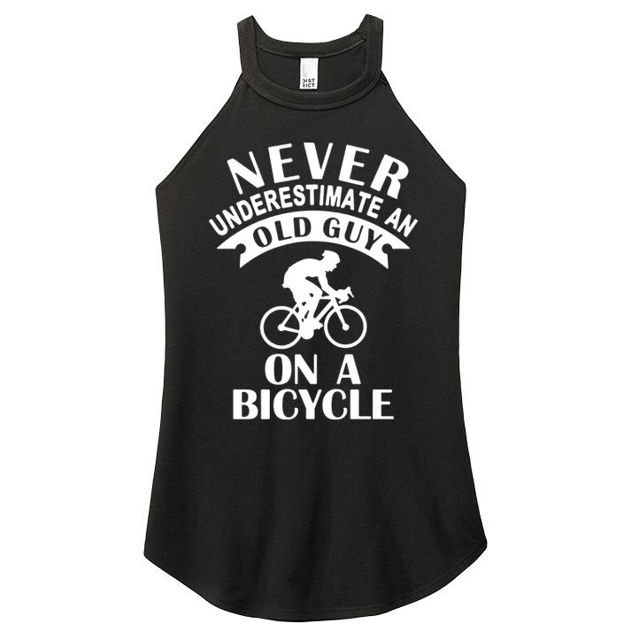 Never Underestimate An Old Guy On A Bicycle Women's Perfect Tri Rocker Tank