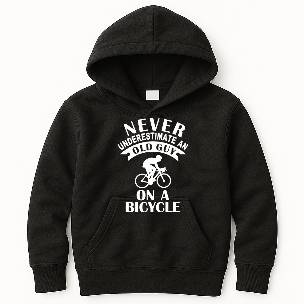 Never Underestimate An Old Guy On A Bicycle Kids Hoodie