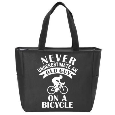 Never Underestimate An Old Guy On A Bicycle Zip Tote Bag