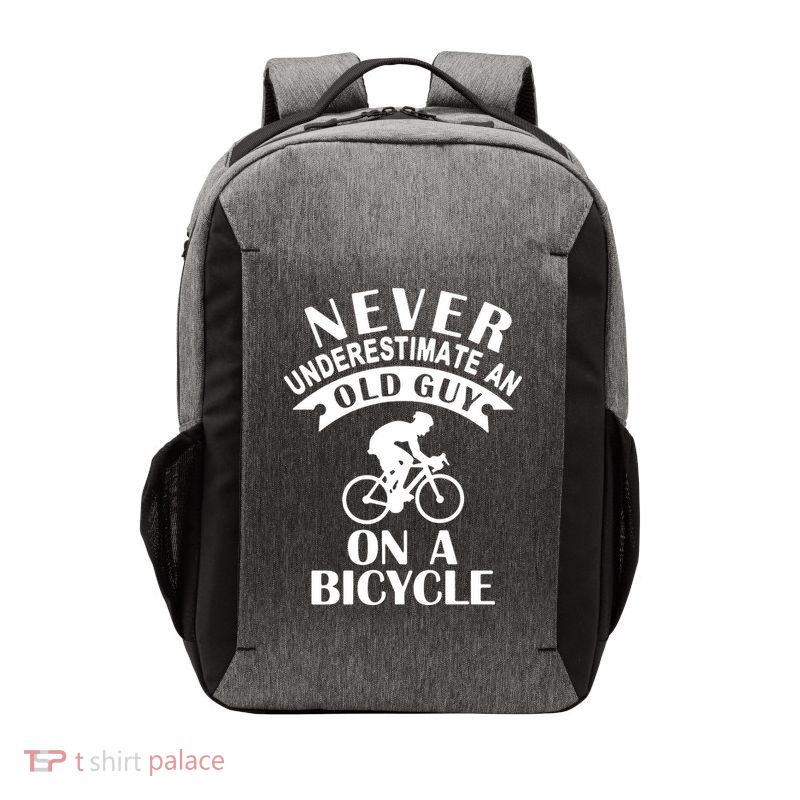 Never Underestimate An Old Guy On A Bicycle Vector Backpack