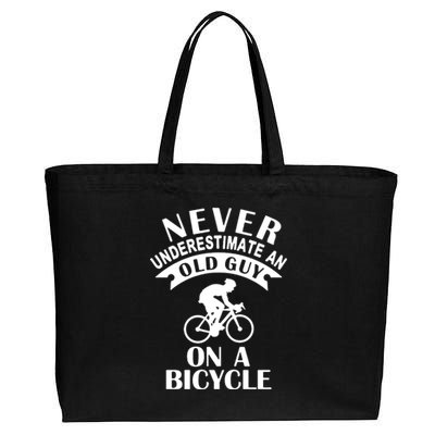 Never Underestimate An Old Guy On A Bicycle Cotton Canvas Jumbo Tote