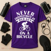 Never Underestimate An Old Guy On A Bicycle Performance Shirt