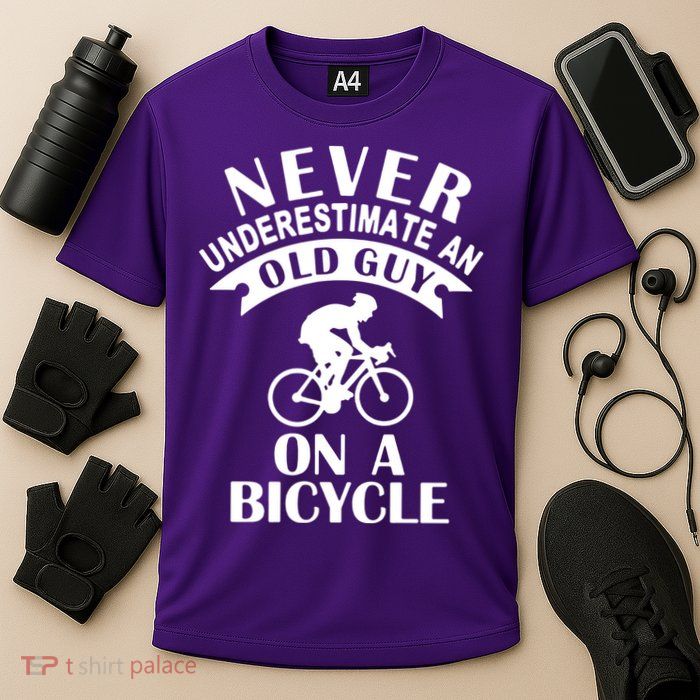 Never Underestimate An Old Guy On A Bicycle Performance Shirt