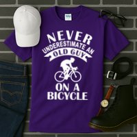 Never Underestimate An Old Guy On A Bicycle Tall T-Shirt