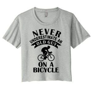 Never Underestimate An Old Guy On A Bicycle Women's Crop Top Tee