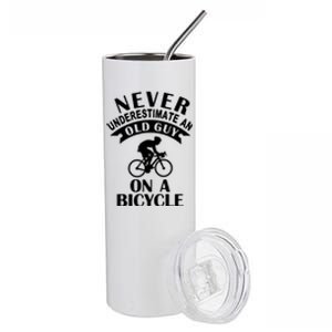 Never Underestimate An Old Guy On A Bicycle Stainless Steel Tumbler