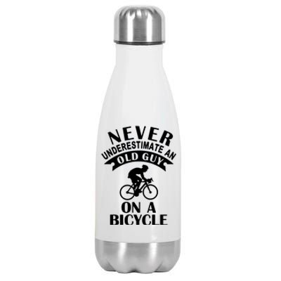 Never Underestimate An Old Guy On A Bicycle Stainless Steel Insulated Water Bottle