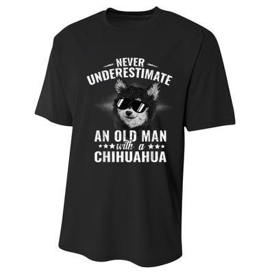 Never Underestimate An Old Man With Chihuahua Cattle Dog Performance Sprint T-Shirt