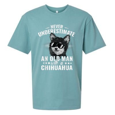 Never Underestimate An Old Man With Chihuahua Cattle Dog Sueded Cloud Jersey T-Shirt