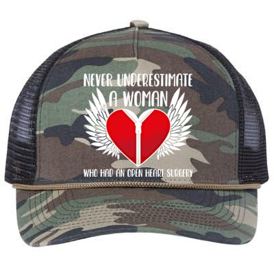 Never Underestimate A Who Had An Open Heart Surgery Gift Retro Rope Trucker Hat Cap