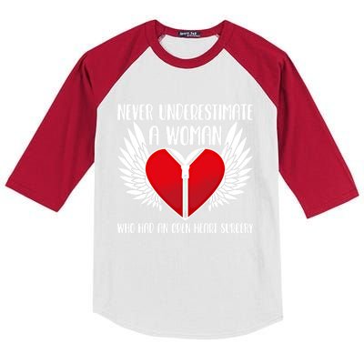 Never Underestimate A Who Had An Open Heart Surgery Gift Kids Colorblock Raglan Jersey