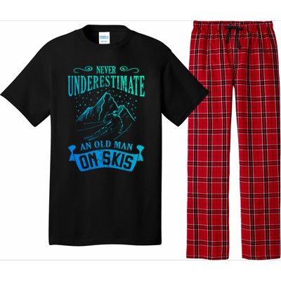 Never Underestimate An Old On Skis Funny Skiing Gift Pajama Set