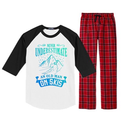 Never Underestimate An Old On Skis Funny Skiing Gift Raglan Sleeve Pajama Set