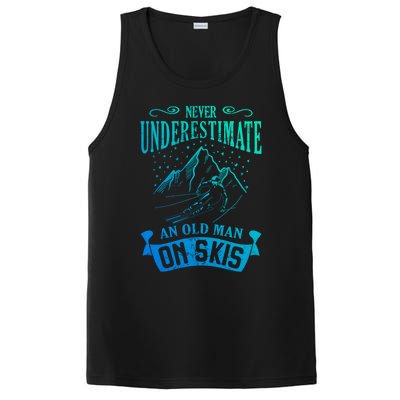 Never Underestimate An Old On Skis Funny Skiing Gift PosiCharge Competitor Tank