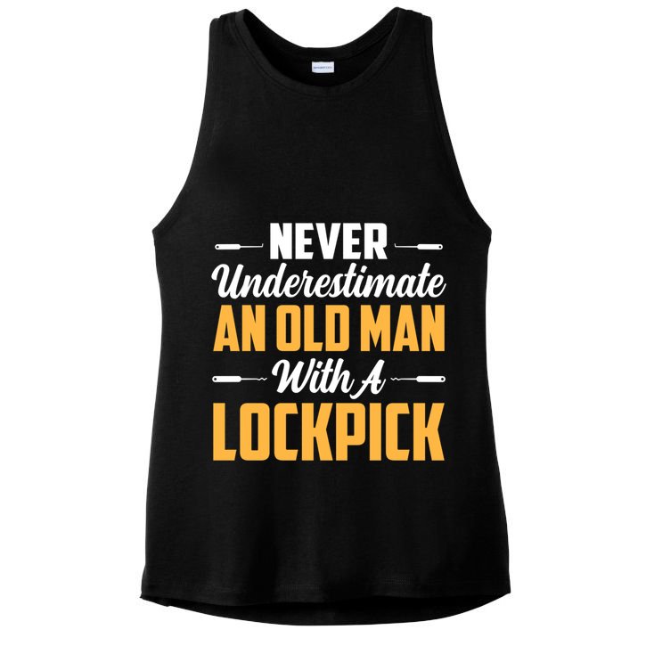 Never Underestimate An Old With A Lockpick Locksmith Gift Ladies PosiCharge Tri-Blend Wicking Tank