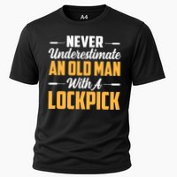 Never Underestimate An Old With A Lockpick Locksmith Gift Cooling Performance Crew T-Shirt