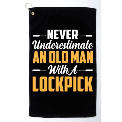 Never Underestimate An Old With A Lockpick Locksmith Gift Golf Towel