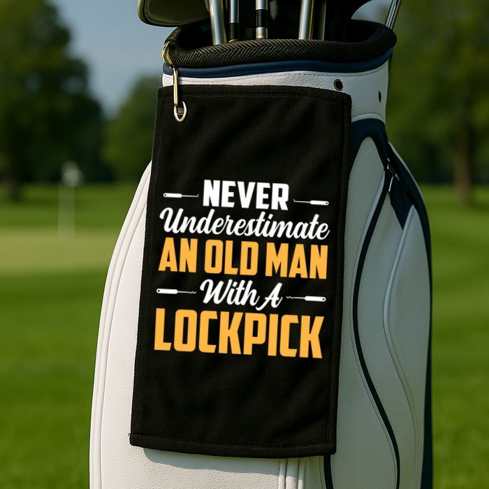 Never Underestimate An Old With A Lockpick Locksmith Gift Golf Towel