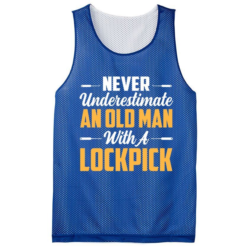 Never Underestimate An Old With A Lockpick Locksmith Gift Mesh Reversible Basketball Jersey Tank