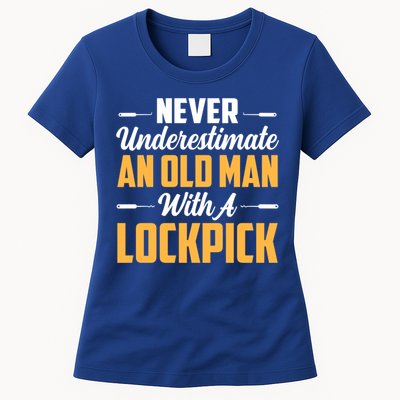 Never Underestimate An Old With A Lockpick Locksmith Gift Womens T-Shirt