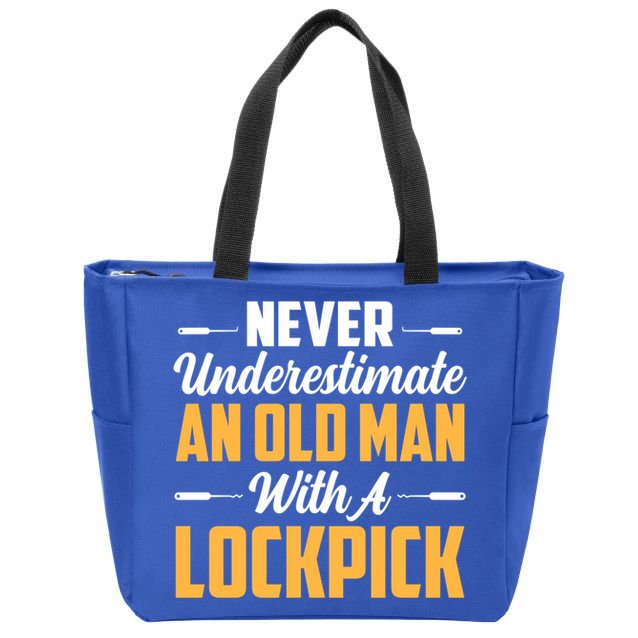 Never Underestimate An Old With A Lockpick Locksmith Gift Zip Tote Bag