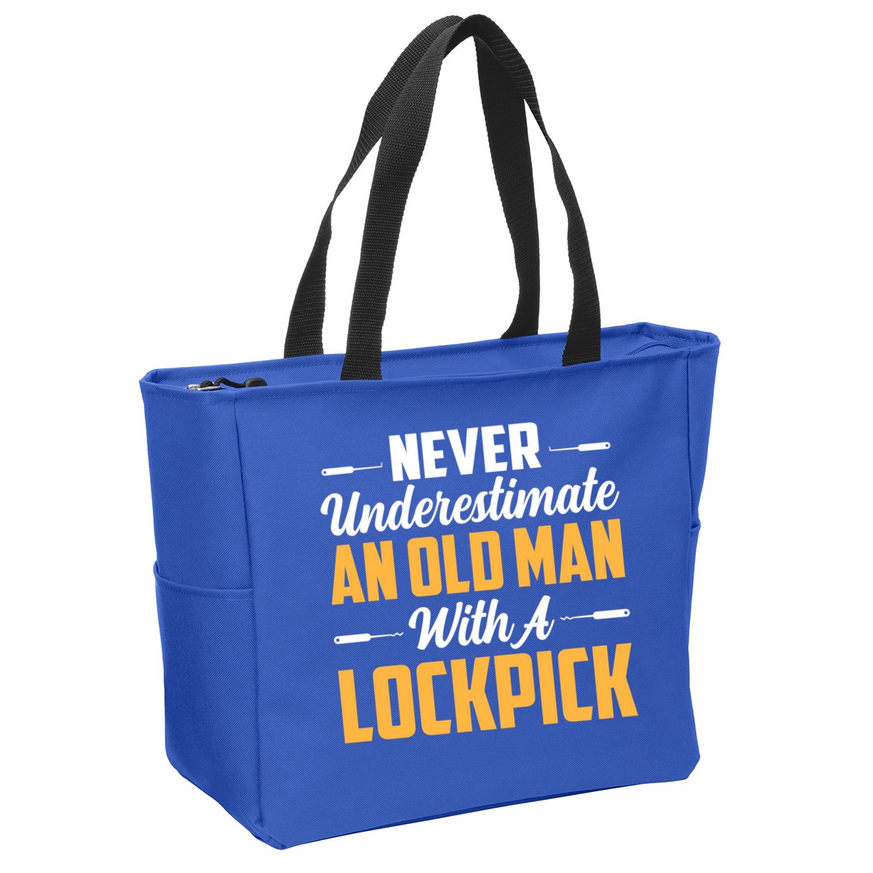 Never Underestimate An Old With A Lockpick Locksmith Gift Zip Tote Bag