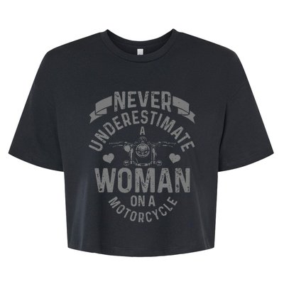 Never Underestimate A Woman Motorcycle Bella+Canvas Jersey Crop Tee