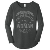 Never Underestimate A Woman Motorcycle Women's Perfect Tri Tunic Long Sleeve Shirt