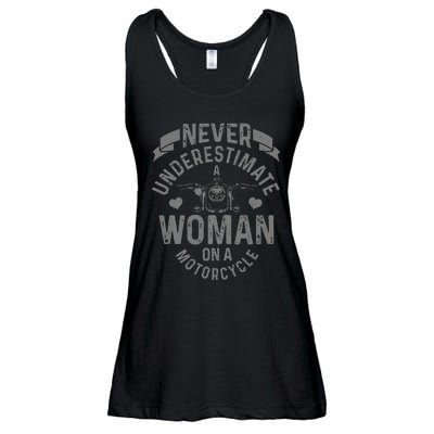 Never Underestimate A Woman Motorcycle Ladies Essential Flowy Tank