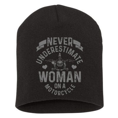 Never Underestimate A Woman Motorcycle Short Acrylic Beanie