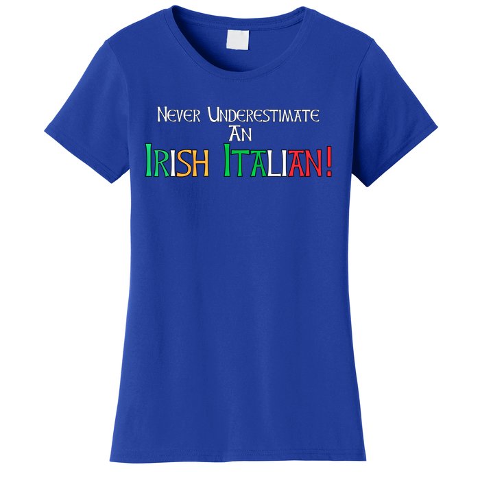 Never Underestimate An Irish Italian Proud Heritage Flag Gift Women's T-Shirt