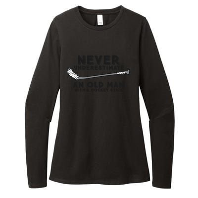 Never Underestimate An Old With A Stick Retired Hockey Gift Womens CVC Long Sleeve Shirt